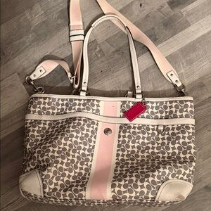 Stylish Pink and Cream Tote Bag coach